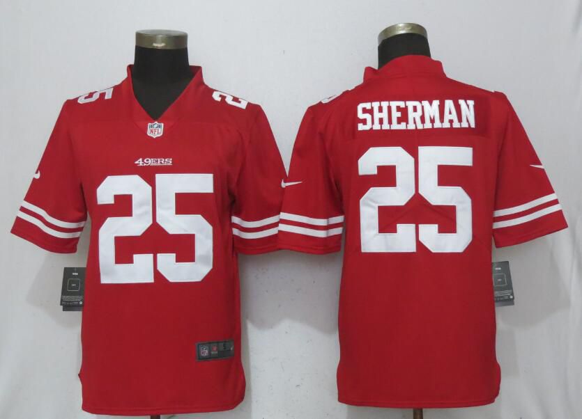 Men San Francisco 49ers #25 Sherman Red Vapor Untouchable New Nike Limited NFL Jerseys->->NFL Jersey